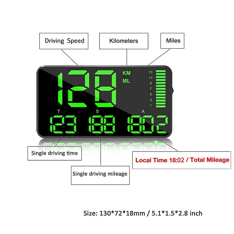 kingneed Digital Universal GPS HUD Speedometer Display GPS Head Up Dispaly Speedometer Car Truck Odometer with Over Speed Warning/Car Clock / 5.4in Large Screen KingNeed C90 - Image 2